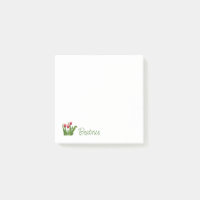 Tulipes rouges avec notes vertes