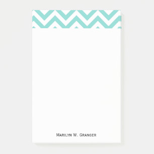 Post-it® Turquoise Aqua White Large Chevron ZigZag