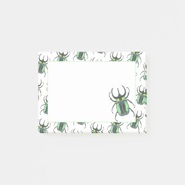 Post-it® Turquoise Atlas Aquarelle Beetle Log (Devant)