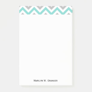 Post-it® Turquoise, Gray, Wht Large Chevron Zig Zag