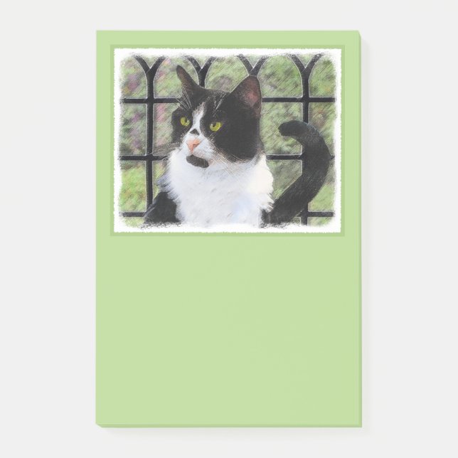 Post-it® Tuxedo Chat dans la peinture de fenêtre Art animal (Devant)