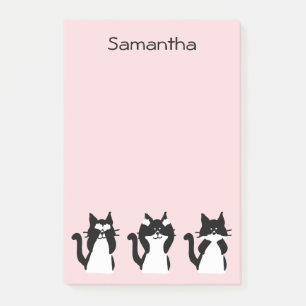 Post-it® Tuxedo Chats Trois Kitties Sages rose pâle Personn