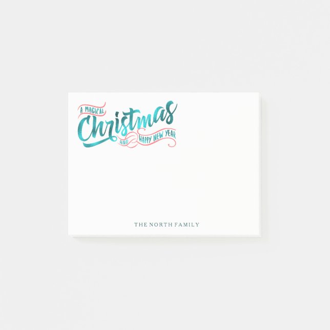 Post-it® Typographie de Noël magique V2 Turquoise ID441 (Devant)