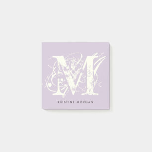 Post-it® Typographie de poussins lavande nom monogramme