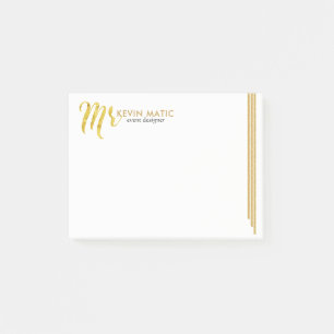 Post-it® Typographie Or M. Gold Stripes Design moderne