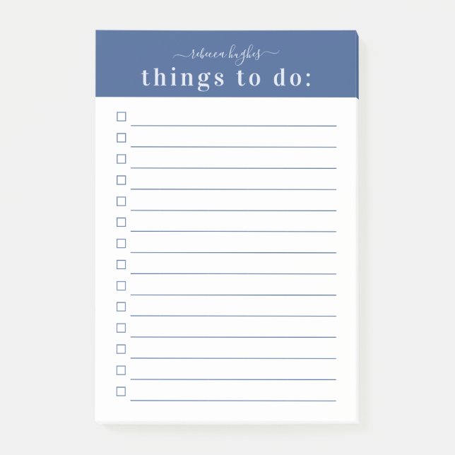 Post-it® Typographie rétro minimale | Monogramme bleu (Devant)