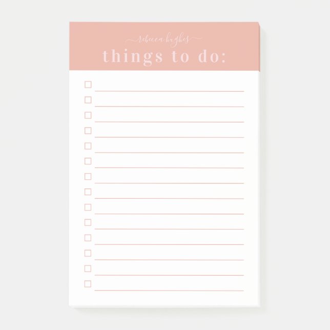 Post-it® Typographie rétro minimale | Monogramme rose (Devant)