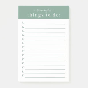 Post-it® Typographie rétro minimale Monogramme vert