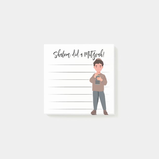 Post-it® Tzedaka Mitzvah Notes - Boy Giving Tzedaka (Devant)