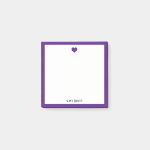 Post-it® Un coeur mauve et blanc avec un nom