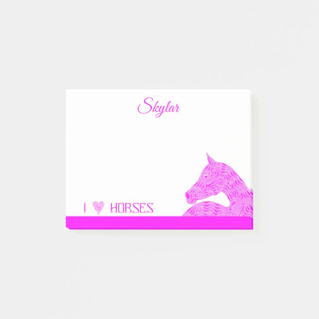 Post-it® Un Girly mignon Arabe rose de tête de cheval (Devant)