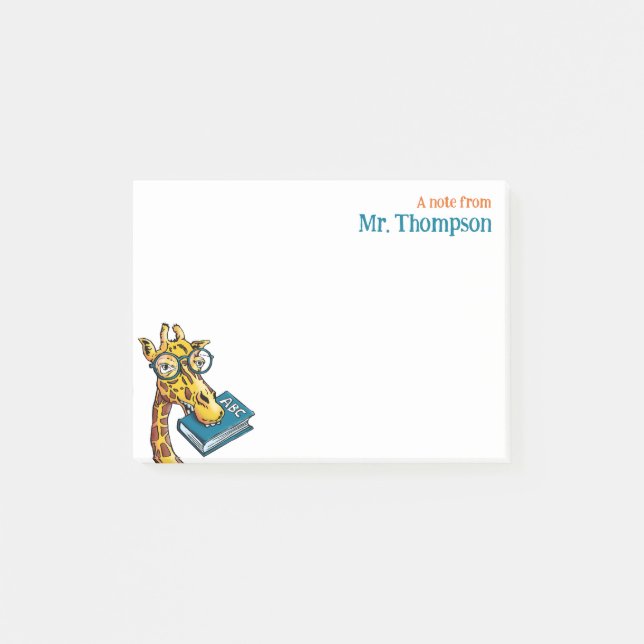 Post-it® Un message de l'enseignant avec nom - Girafe Ridic (Devant)