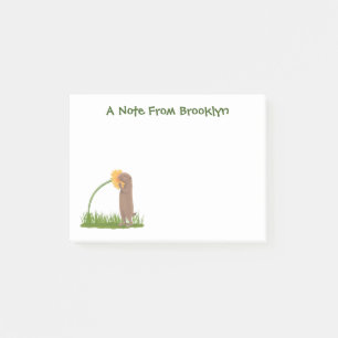 Post-it® Un mignon chien de prairie reniflant la caricature