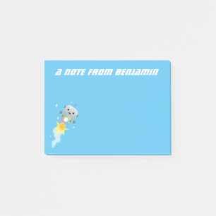 Post-it® Un mignon robot volant dans l'espace dessin animé