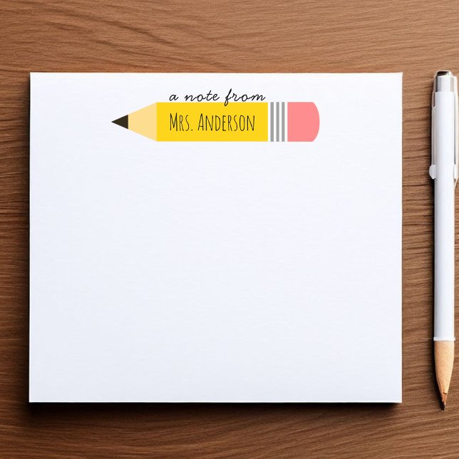 Post-it® Un mot de l'enseignant Thème Crayon (A Note from the Teacher Appreciation Gift Personalized)