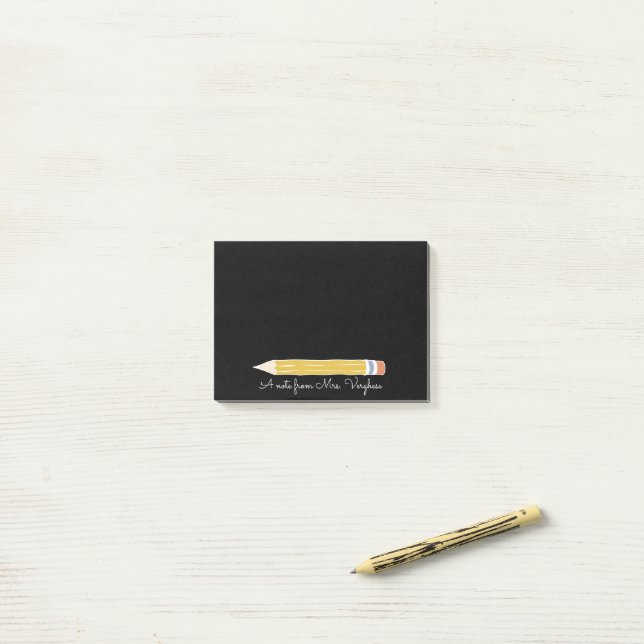 Post-it® Un mot du professeur Crayon  Rappels mignons pour  (Sur un bureau)