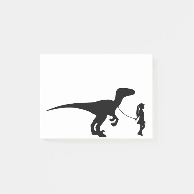 Post-it® Une Fille Marchant Son Animal Dinosaur Dinosaur Di (Devant)