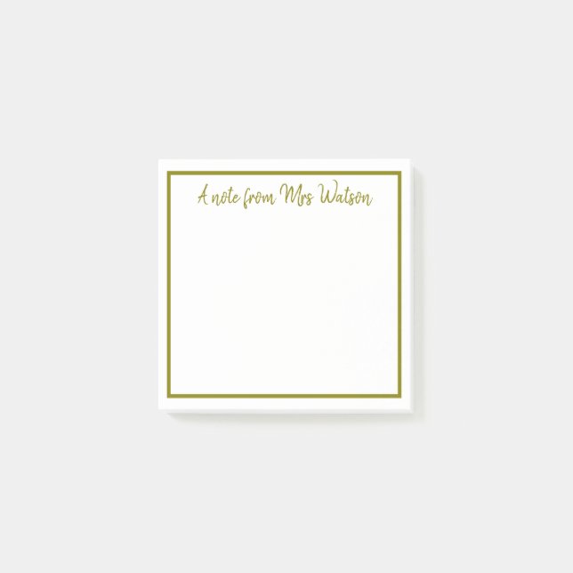 Post-it® une note d'ajouter nom de professeur simple bordur (Devant)