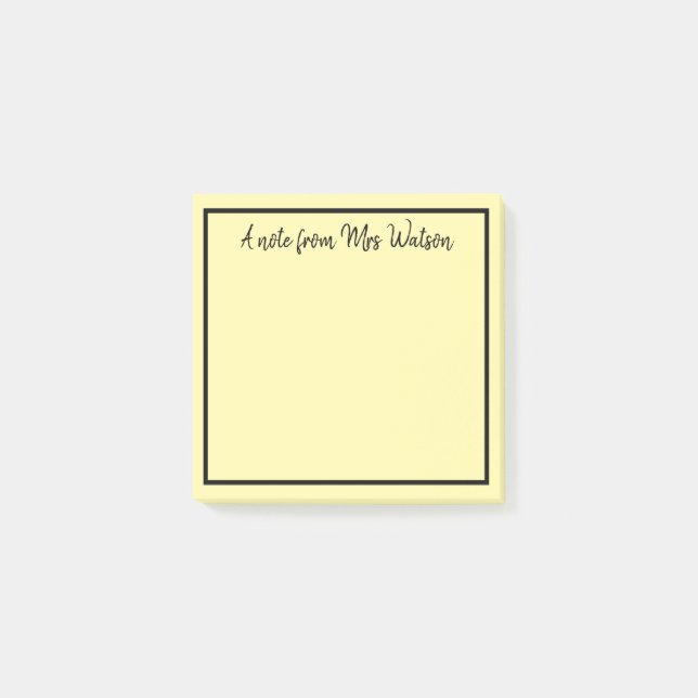 Post-it® une note d'ajouter nom de professeur simple bordur (Devant)