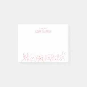 Post-it® Une note de croquis d'animal de chien mignon rose