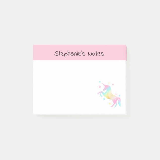 Post-it® Unicorne arc-en-ciel personnalisée (Devant)