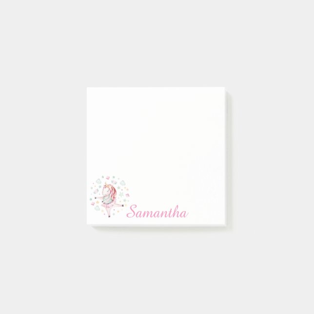 Post-it® Unicorne rose personnalisée Ballerina Post-it Note (Devant)