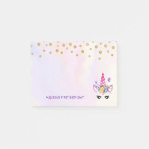 Post-it® Unicorne rose tendance Confetti & Fleurs Anniversa