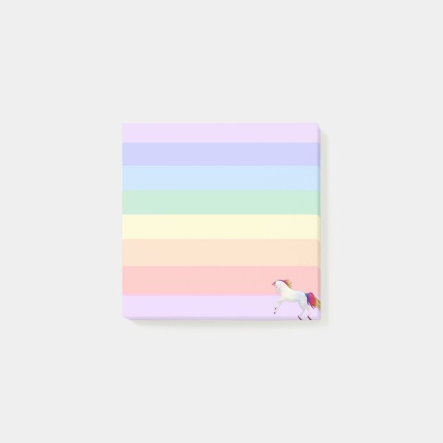 Post-it® Unicorne sur Pastel Rainbow Stried (Devant)