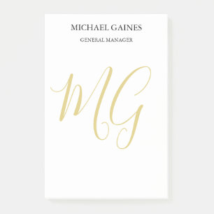 Post-it® Unique minimaliste couleur or clair Monogramme bla
