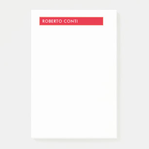 Post-it® Unique moderne minimaliste nom rouge blanc