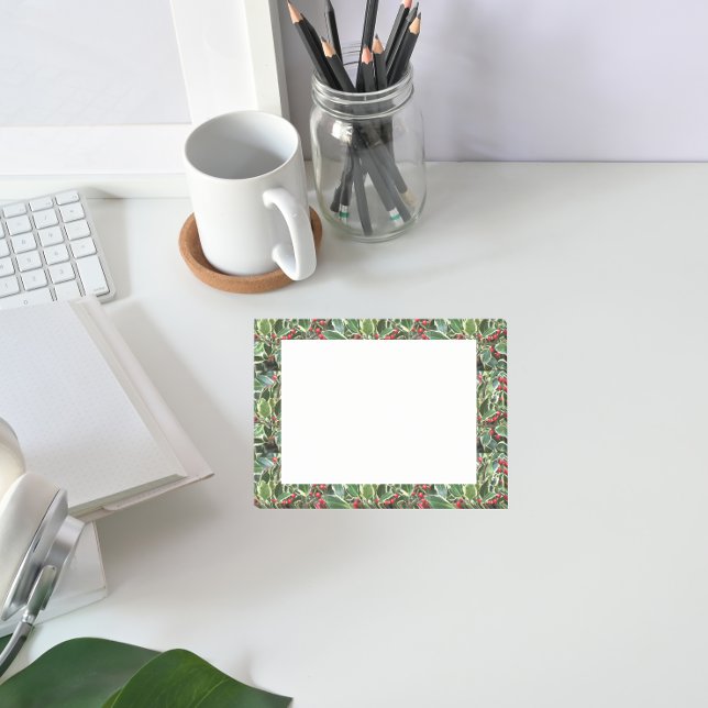 Post-it® Vacances Holly Feuille et Red Berries (In Situ Desk)