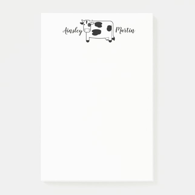 Post-it® Vache laitière mignonne de bande dessinée (Devant)