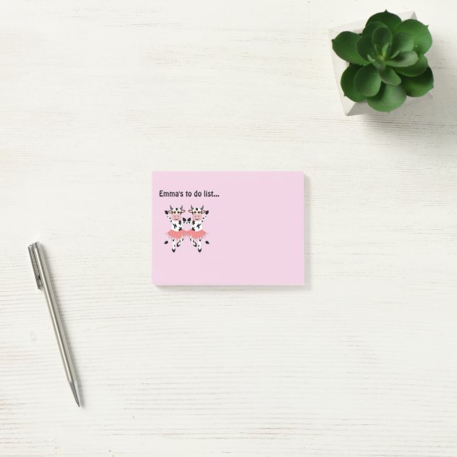 Post-it® Vaches dansantes mignonnes et amusantes sur mesure (Bureau)