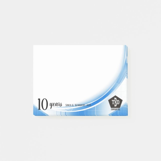 Post-it® Vague bleue récompense d'anniversaire des employés (Devant)