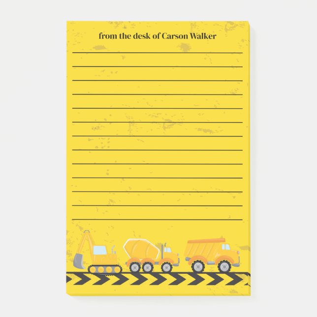Post-it® Véhicule de construction personnalisé enfants jaun (Devant)