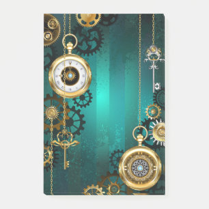 Post-it® Veille bijoux Steampunk sur un Arrière - plan vert