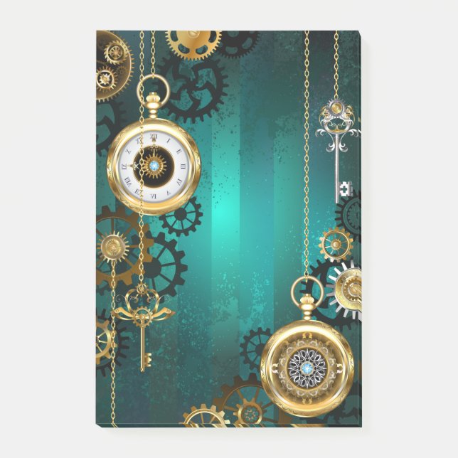 Post-it® Veille bijoux Steampunk sur un Arrière - plan vert (Devant)