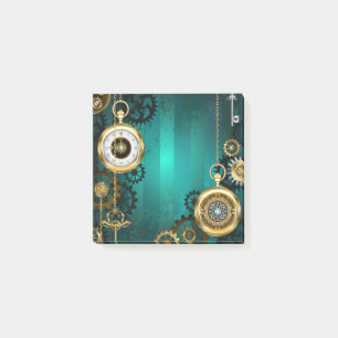 Post-it® Veille bijoux Steampunk sur un Arrière - plan vert