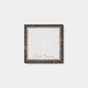 Post-it® Velvety Bronze Damask   Mocha Brown Grunge Baroque