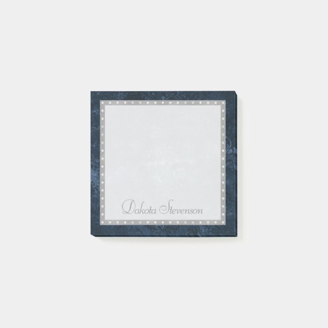 Post-it® Velvety Navy Damask | Coutume baroque bleu foncé (Devant)