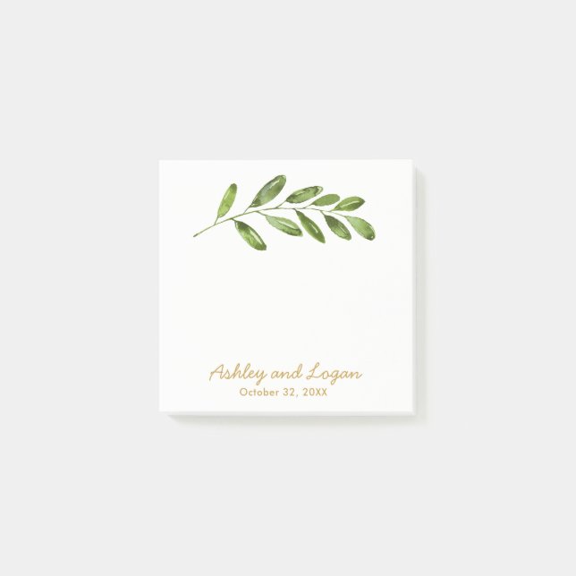 Post-it® Verdure Aquarelle Feuille Mariage Post-it Notes (Devant)