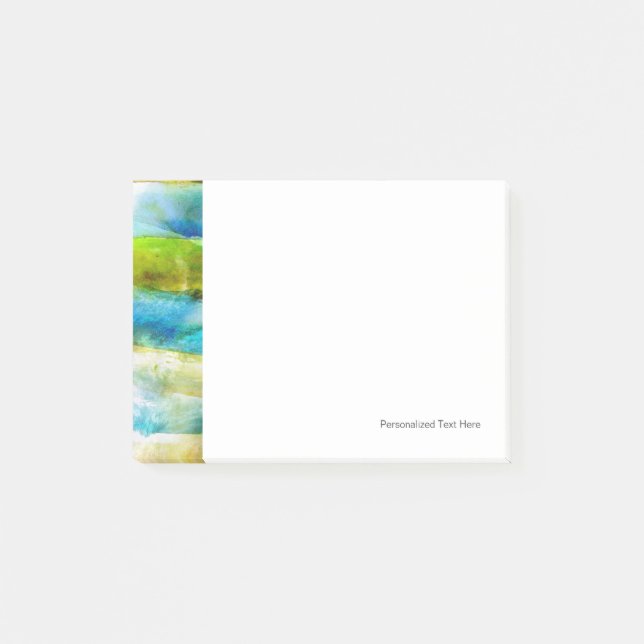 Post-it® Vert abstrait d'aquarelle, bleu (Devant)