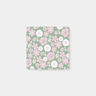 Post-it® Vert rose blanc rétro Y2K les années 70 Fleur Moti