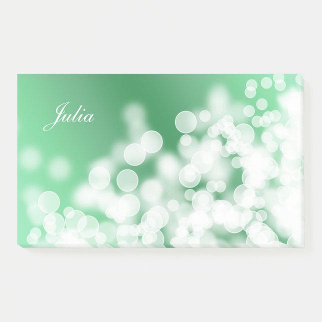 Post-it® Vert texture.text de style de Bokeh (Devant)
