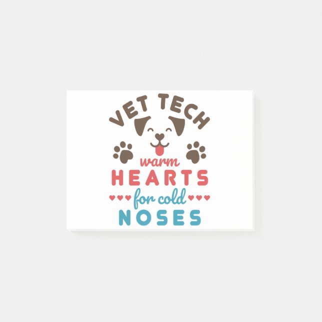 Post-it® Vet Tech Coeurs chauds pour nez froid (Devant)