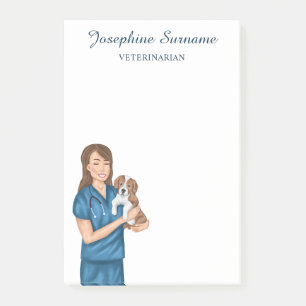 Post-it® Vétérinaire Animal Doctor Vet Femme Avec Chiot