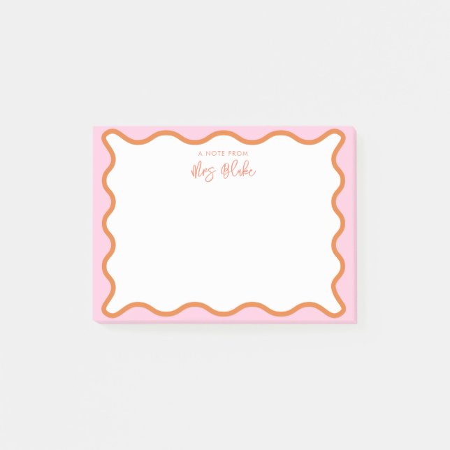 Post-it® Vibrant Colorful Orange Rose Wavy Zigzag Bordure (Devant)