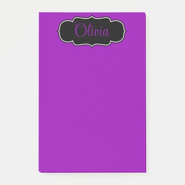 Post-it® Vibrant, Gras Fuchsia Purple Personnalisé (Devant)