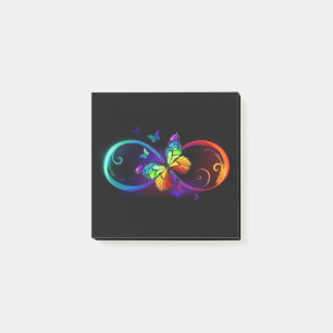 Post-it® Vibrant infinity with rainbow butterfly on black