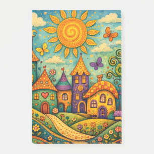 Post-it® Village de conte de fées fantaisiste Art sur toile